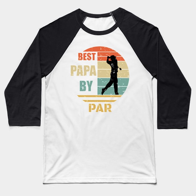Best Papa By Par Design - Golfing Vintage Sunset - Funny Golfing Design - Golfe Papa Gift idea - Father's Day Gift Baseball T-Shirt by WassilArt